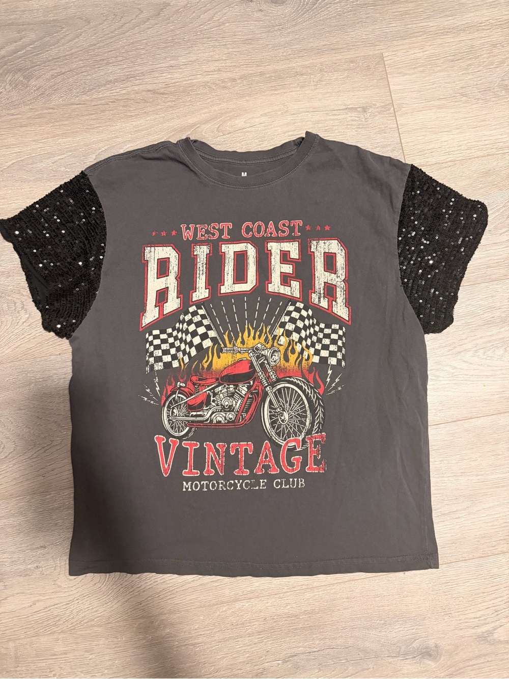 West Coast Rider Vintage Motorcycle Graphic Tee - Black/Red